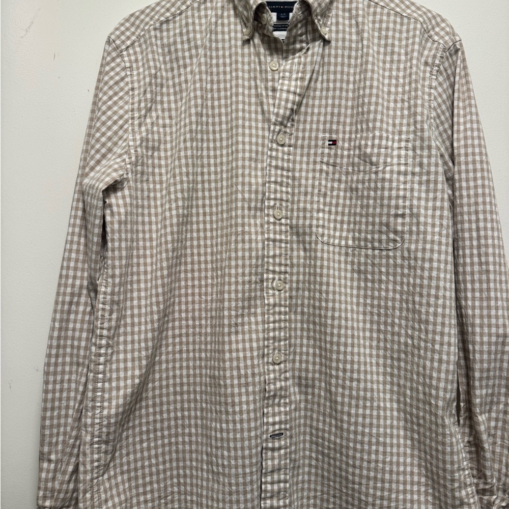 Tommy Hilfiger Men's Light Brown Checkered Shirt